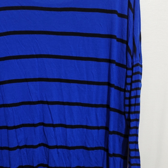 a.n.a blue black striped top drop sleeve striped top - Picture 4 of 9